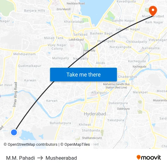 M.M. Pahadi to Musheerabad map