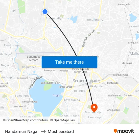 Nandamuri Nagar to Musheerabad map