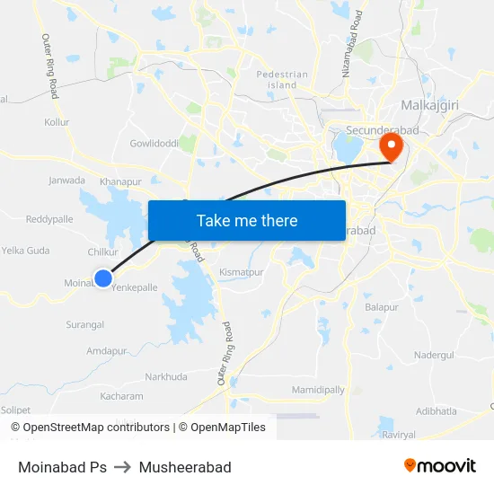 Moinabad Ps to Musheerabad map