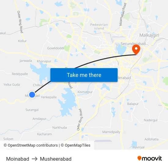 Moinabad to Musheerabad map