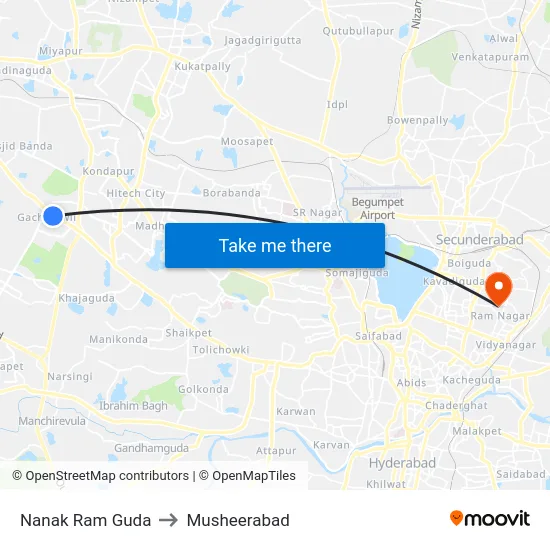 Nanak Ram Guda to Musheerabad map