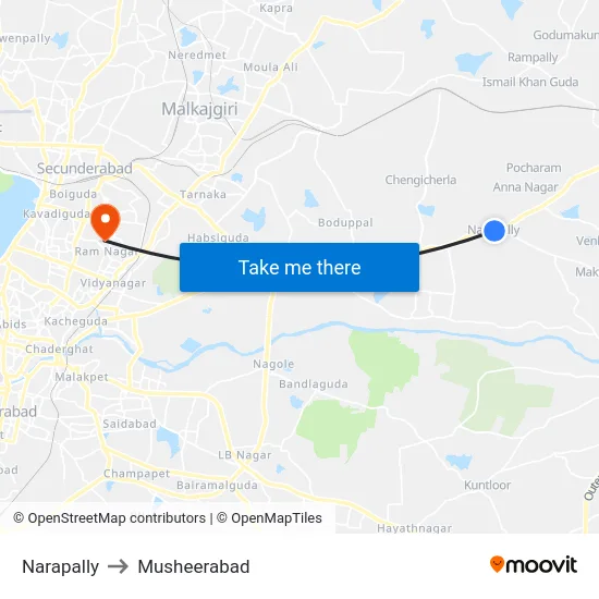 Narapally to Musheerabad map