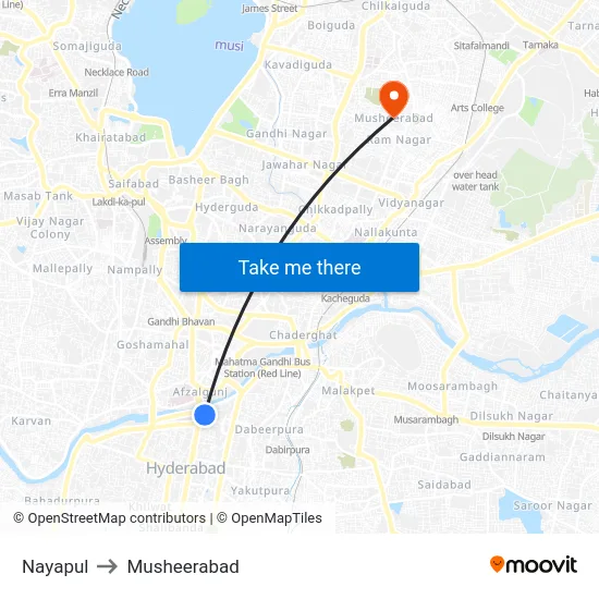 Nayapul to Musheerabad map