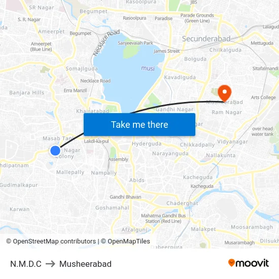N.M.D.C to Musheerabad map