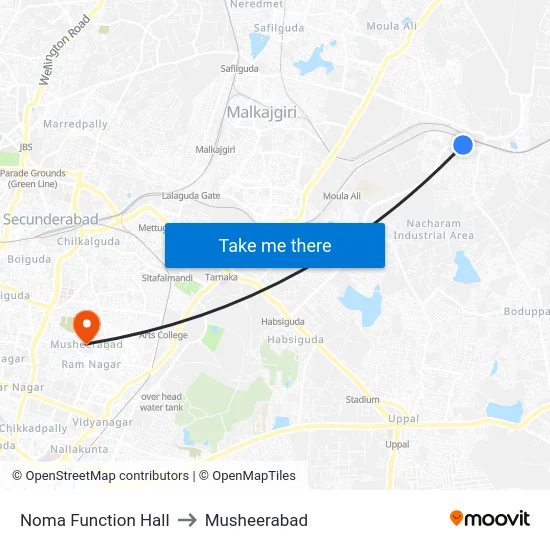 Noma Function Hall to Musheerabad map