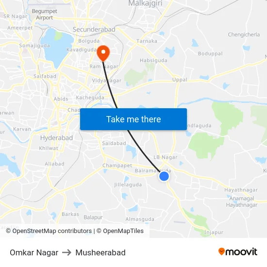 Omkar Nagar to Musheerabad map