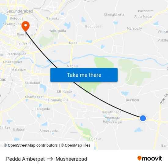 Pedda Amberpet to Musheerabad map