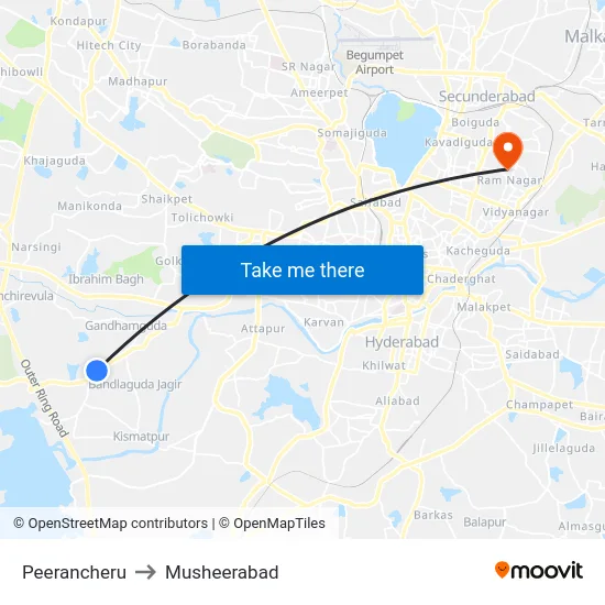 Peerancheru to Musheerabad map