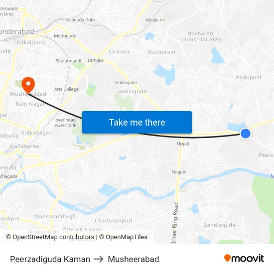Peerzadiguda Kaman to Musheerabad map
