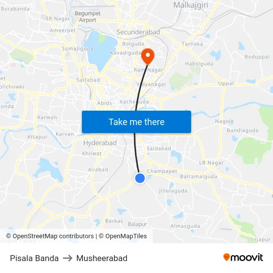 Pisala Banda to Musheerabad map