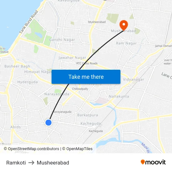 Ramkoti to Musheerabad map