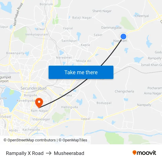 Rampally X Road to Musheerabad map