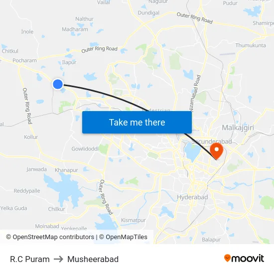 R.C Puram to Musheerabad map
