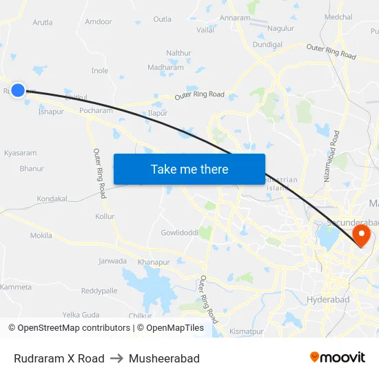 Rudraram X Road to Musheerabad map