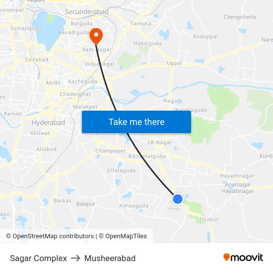 Sagar Complex to Musheerabad map