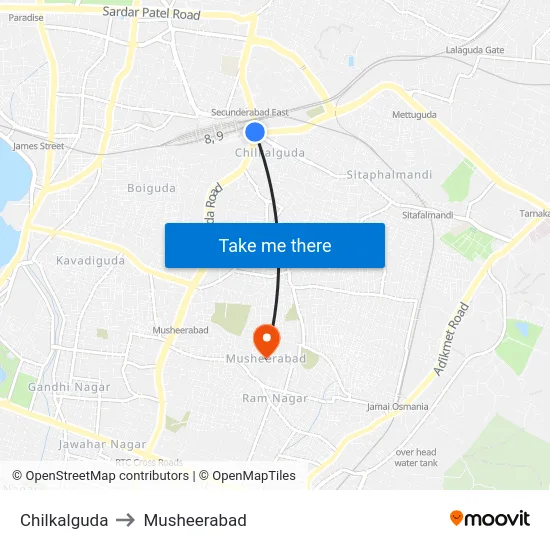 Chilkalguda to Musheerabad map