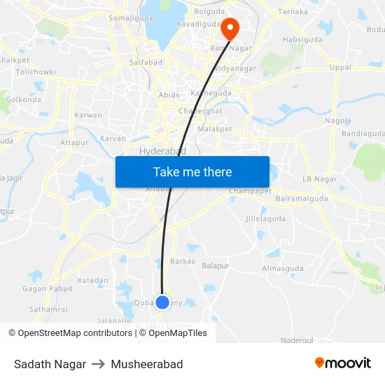Sadath Nagar to Musheerabad map