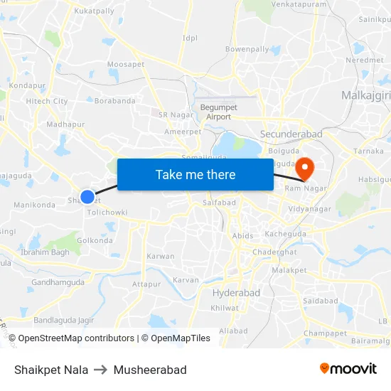 Shaikpet Nala to Musheerabad map