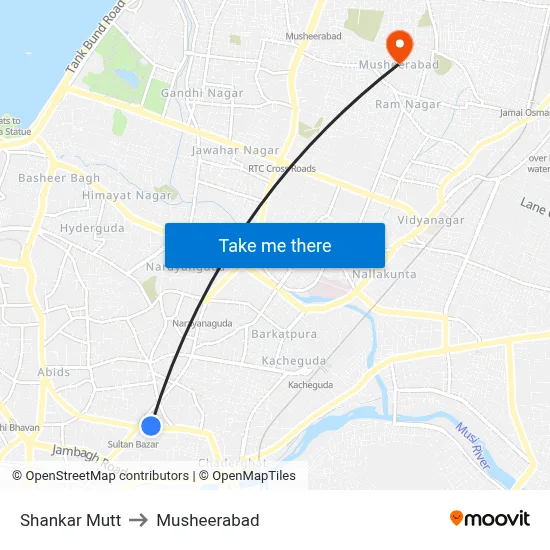 Shankar Mutt to Musheerabad map
