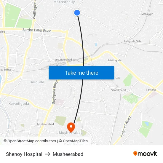 Shenoy Hospital to Musheerabad map