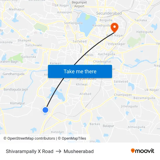Shivarampally X Road to Musheerabad map