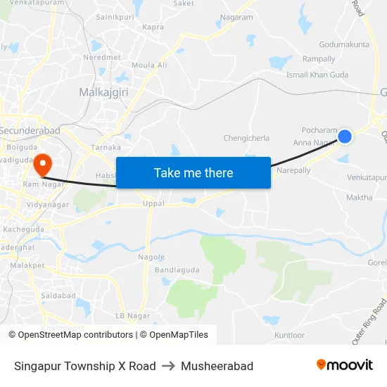 Singapur Township X Road to Musheerabad map