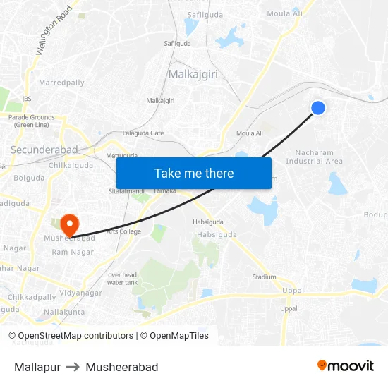 Mallapur to Musheerabad map