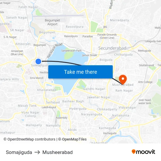 Somajiguda to Musheerabad map