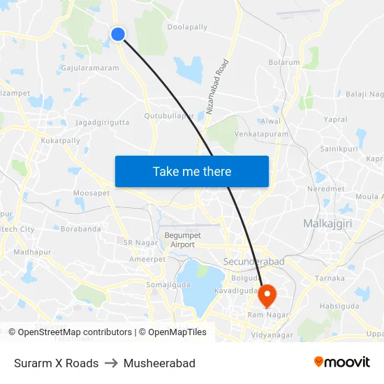 Surarm X Roads to Musheerabad map