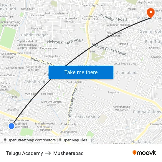 Telugu Academy to Musheerabad map