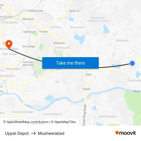 Uppal Depot to Musheerabad map