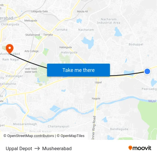 Uppal Depot to Musheerabad map