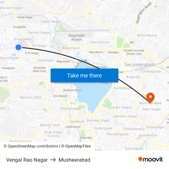 Vengal Rao Nagar to Musheerabad map