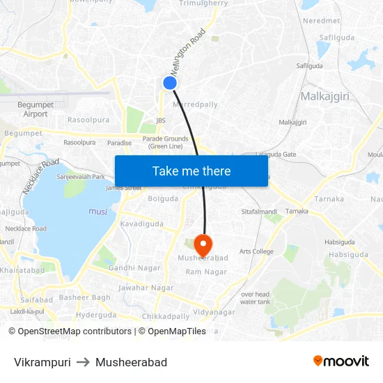 Vikrampuri to Musheerabad map