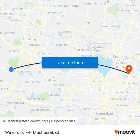 Waverock to Musheerabad map