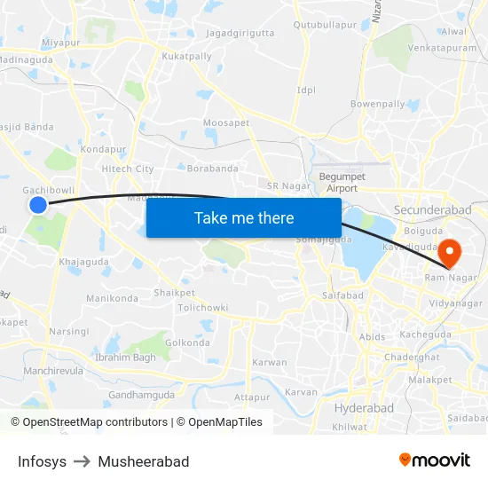 Infosys to Musheerabad map