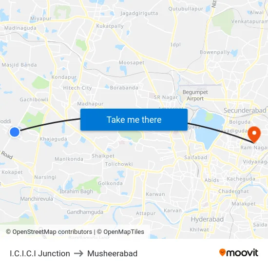 I.C.I.C.I Junction to Musheerabad map