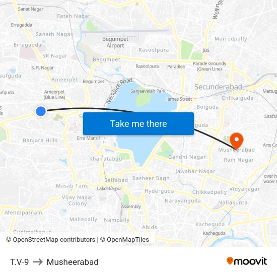 T.V-9 to Musheerabad map