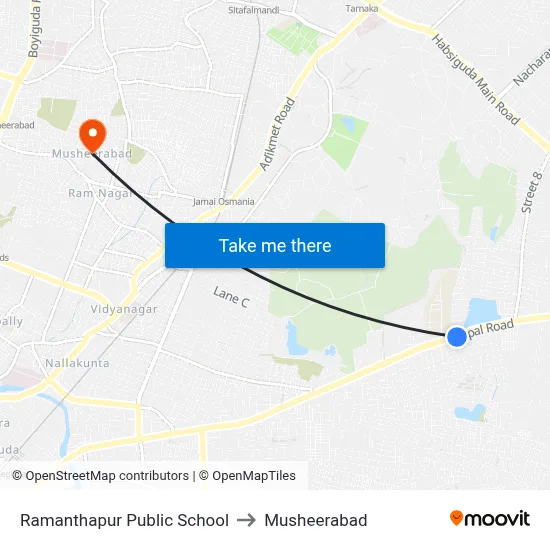 Ramanthapur Public School to Musheerabad map