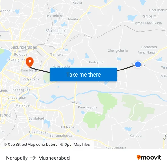 Narapally to Musheerabad map