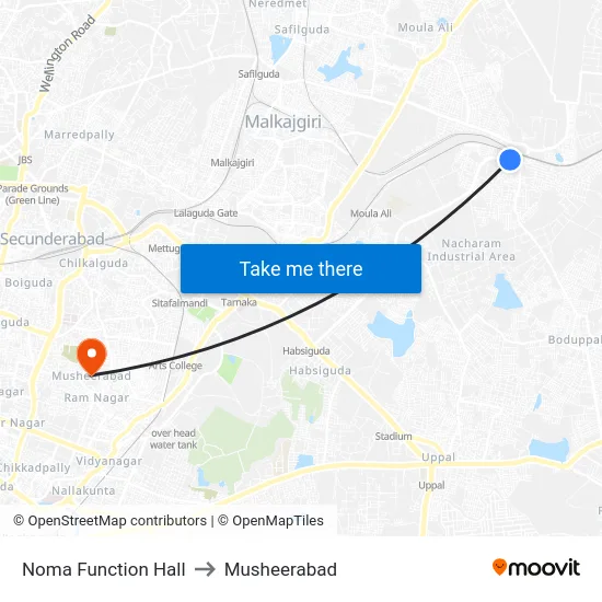 Noma Function Hall to Musheerabad map