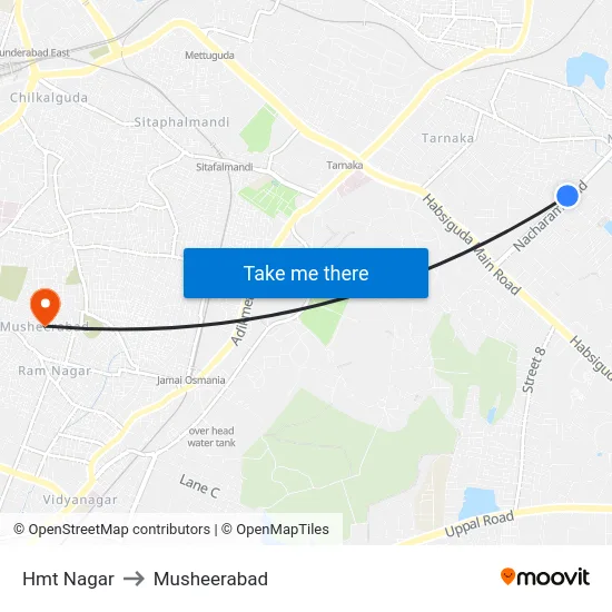 Hmt Nagar to Musheerabad map