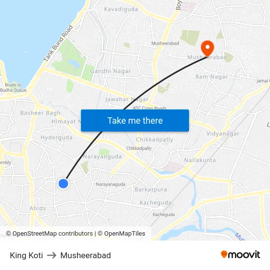 King Koti to Musheerabad map