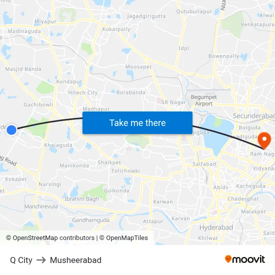 Q City to Musheerabad map