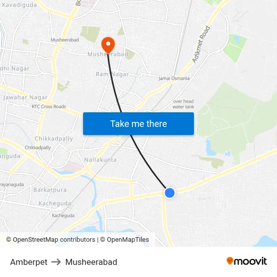 Amberpet to Musheerabad map