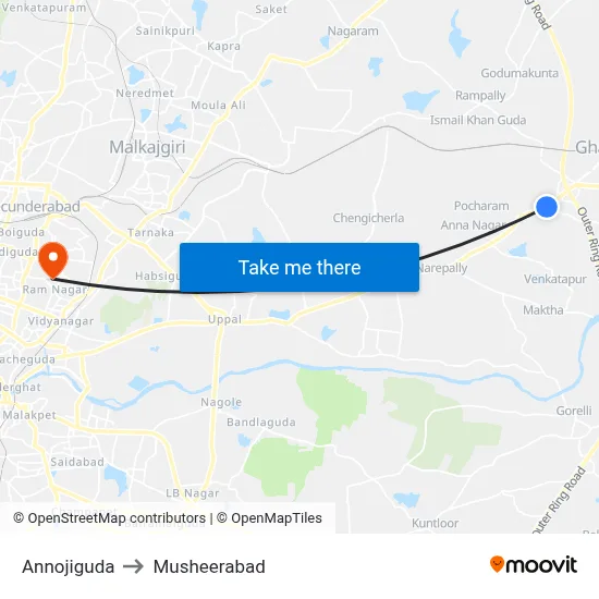 Annojiguda to Musheerabad map
