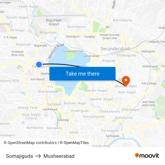 Somajiguda to Musheerabad map