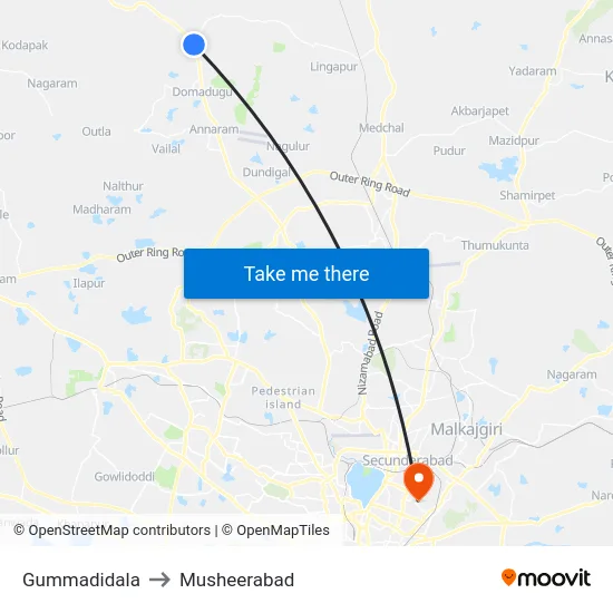 Gummadidala to Musheerabad map