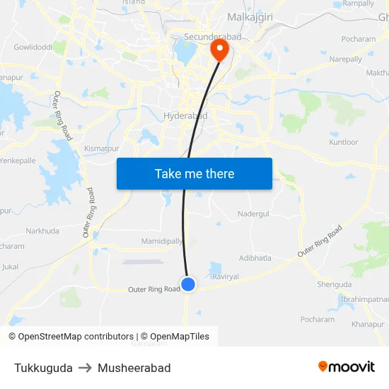 Tukkuguda to Musheerabad map