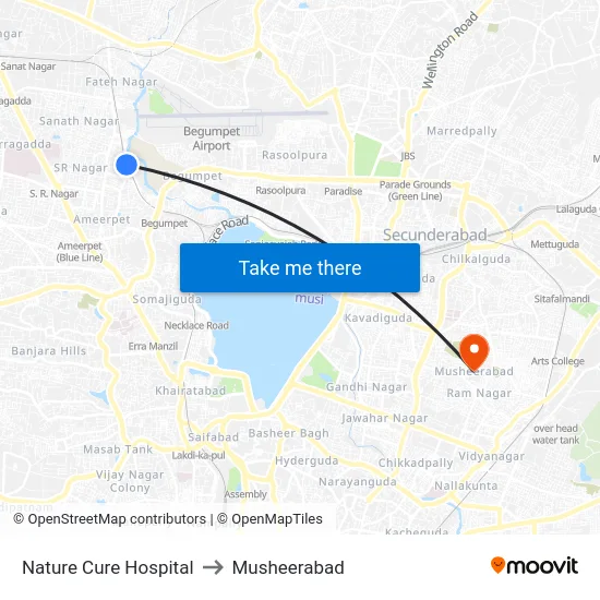 Nature Cure Hospital to Musheerabad map